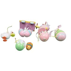 Vintage Midwest of Cannon Falls Wooden Easter Ornament Lot Bunny Goose Truck 7pc